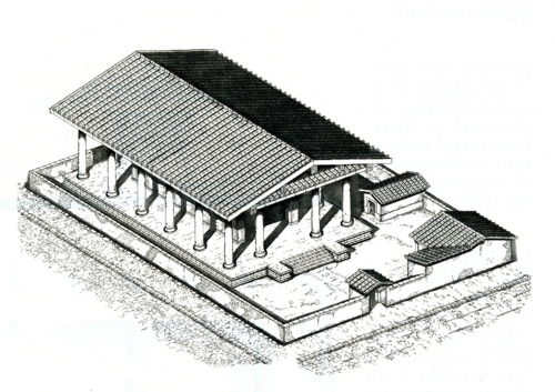 Disegno ricostruttivo del tempio di Tinia (Paolo Baronio)