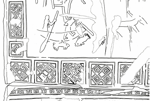 Resa grafica di parte del disegno della stele daunia (VI sec. a.C.) rinvenuta a Cattolica (RN)