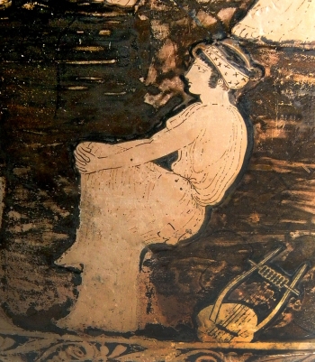 Musa (particolare). Cratere a volute, V sec. a.C.  Museo Archeologico Nazionale di Ferrara