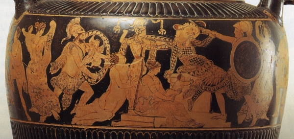 greco:Clitennestra uccide Agamennone e Cassandra