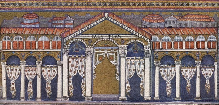 Ravenna: Sant'Apollinare Nuovo - Il mosaico interpretato come il Palazzo di Teodorico