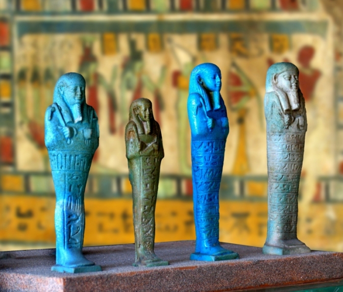 Shabtis, funerary figurines of servants, Faience