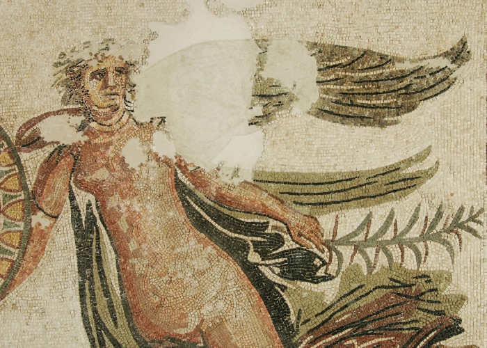 Particolare del mosaico "delle Vittorie". II d. C. Scavo di Palazzo Gioia. Rimini, Museo della Citt