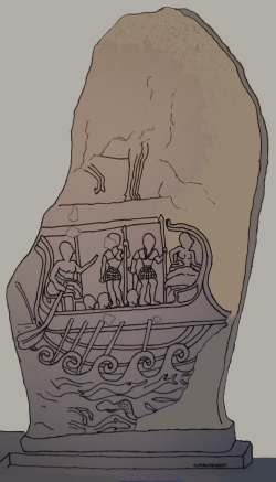 Riproduzione grafica della stele: disegno di Giuseppe Mantovani
